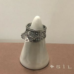 Silpada 925 Sterling Silver Cubic Zirconia Filigree Ring CZ